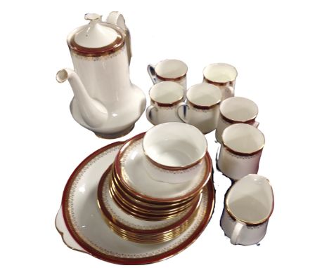 A twenty two piece Paragon"Holyrood" pattern china coffee service comprising the coffee pot, the cake plate, six cups, six sa