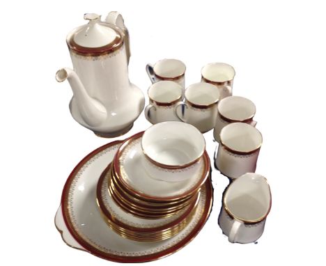 A twenty two piece Paragon"Holyrood" pattern china coffee service comprising the coffee pot, the cake plate, six cups, six sa