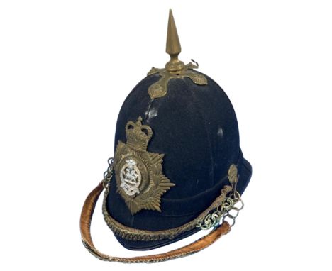A vintage police helmet.