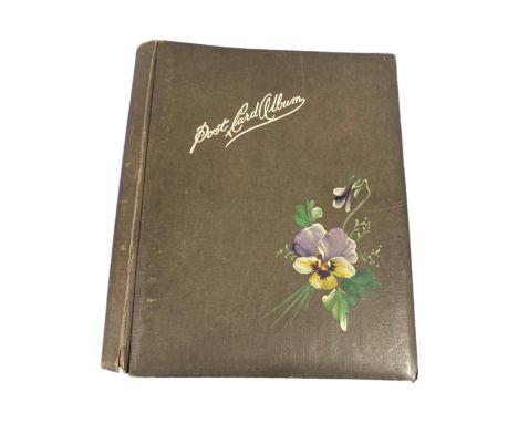 An antique postcard album, military images, First World War era etc.