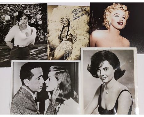 Vintage photos with press stamps on verso of Natalie Wood, Humphrey Bogart, Marilyn Monroe etc and a signed photo from Doroth