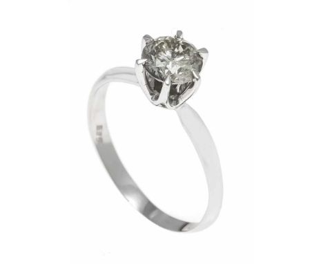 Brillant-Ring WG 585/000 mit einem Brillanten 1,16 ct getönt/PI, RG 57, 2,2 gDiamond ring WG 585/000 with a brilliant 1.16 ct