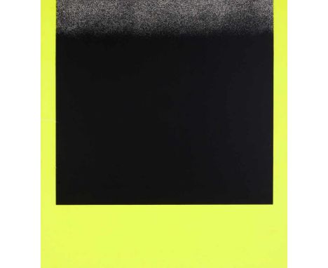Rupprecht Geiger (1908-2009), schwarz auf gelb, Siebdruck von 1968 auf Karton, verso handsigniert und bezeichnet ''Probe'', l
