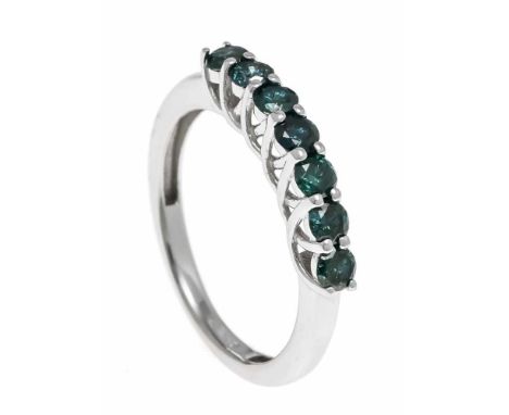 Brillant-Ring WG 585/000 mit 7 Brillanten, zus. 0,75 ct fancyoceanblue/PI, RG 54, 2,5 gDiamond ring WG 585/000 with 7 brillia