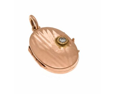 Brillant-Medaillon RG 585/000 mit einem Brillanten 0,07 ct TW/SI, L. 29 mm, 3,7 gDiamond medallion ring size 585/000 with a d
