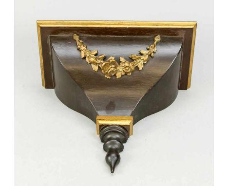 Konsole, Holz, partiell Gold staffiert, Girlandenornament, leicht ber., H. 27 cmConsole, wood, partially painted in gold, gar