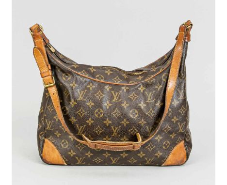 Vintage Louis Vuitton Tasche, 2. H. 20. Jh., Monogram Canvas, Leder Trageriemen, Ecken mit Lederverstärkungen. Leichte Gebrau