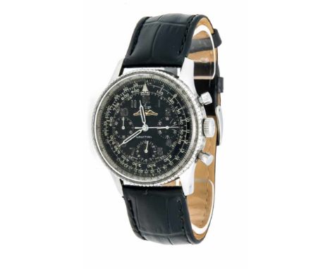 Breitling Navitimer 806, frühe Stahl Ausführung um 1956, Handaufzugskaliber Venus 178, schwarzes Zifferblatt mit Leuchtziffer
