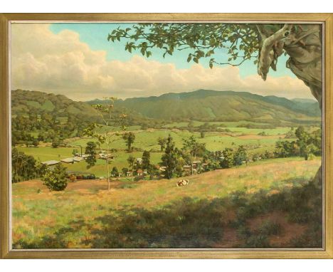 Emilio Span (1869-1944), in Costa Rica tätiger Maler, in Reutlingen als Emil Span geboren. Weite costa-ricanische Landschaft 