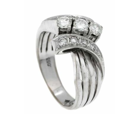 Brillant-Ring WG 750/000 mit 7 Brillanten und 4 Diamanten, zus. 0,53 ct (gestempelt) W/SI-PI, RG 52, 7,2 gDiamond ring WG 750