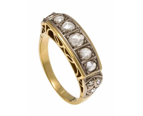 Diamantrosen-Ring GG/WG 585/000 mit 10 Diamantrosen 5 - 1,5 mm (1x fehlt), RG 55, 4,5 gDiamond rose ring GG / WG 585/000 with