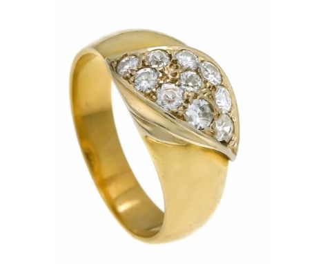 Altschliff-Diamant-Ring GG/WG 585/000 mit 10 Altschliff-Diamanten und Brillanten, zus. 0,84 ct W-l.get.W/VS-SI, RG 58, 7,3 gO