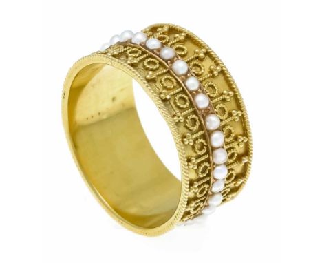 Flussperlen-Ring GG 625/000 (15 Kt) rundherum mit Flussperlen 1,7 mm, RG 53, 4,2 gRiver pearl ring GG 625/000 (15 Kt) all aro