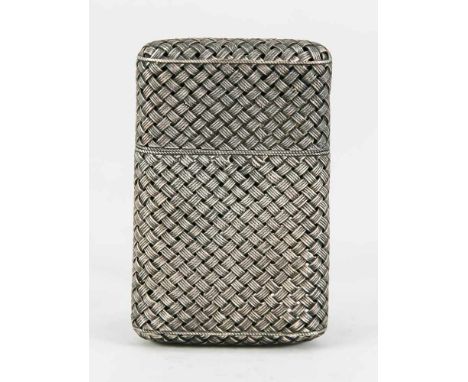 Rechteckiges Visitenkartenetui, wohl Rußland, MZ, Silber punziert, Wandung in Form von Geflecht, L. 9 cm, ca. 100 gRectangula
