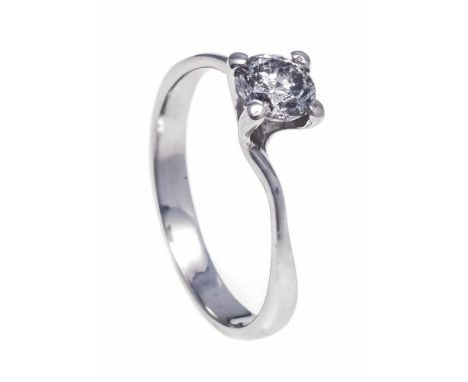 Brillant-Ring WG 585/000 mit einem Brillanten 0,85 ct get.W/PI, RG 58, 2,4 gDiamond ring WG 585/000 with a diamond 0.85 ct ti