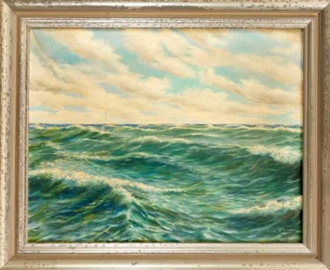 H. Sperber, dt. Maler Mitte 20. Jh., sommerliches Seestück, Öl auf Lwd., u. re. sign. u. dat. ''Coep. 1953'', 50 x 65 cm, ger