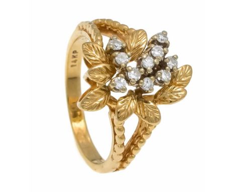 Diamant-Ring GG 585/000 mit 10 Diamanten, zus. 0,20 ct l.get.W/SI, RG 57, 5,3 gDiamond ring GG 585/000 with 10 diamonds, tota