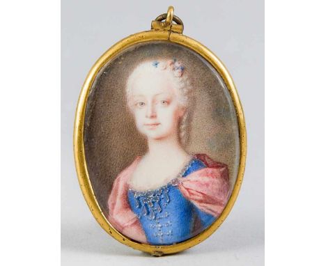 Wiener Miniaturmaler des 18. Jh., ovales Bildnis der Marie-Antoinette von Österreich-Lothringen. Wohl Tempera auf Bein (ungeö
