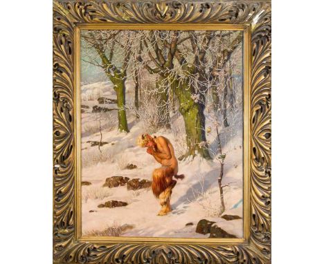 Richard Borrmeister (1876-1938), in Berlin und Nürnberg tätiger Maler und Plakatgestalter des Symbolismus. Frierender Saryr i
