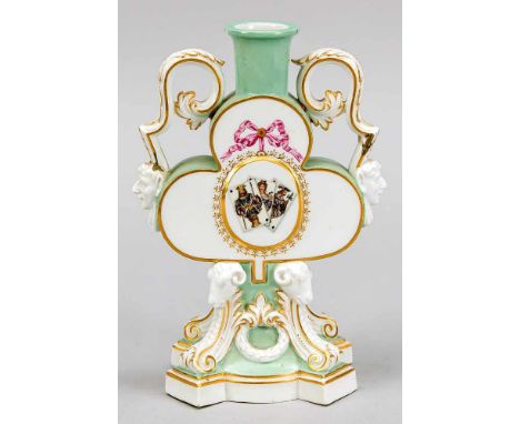 Spielkarten-Leuchter Kreuz, Meissen, Kanuffschwerter 1850-1924, 1. W., Entwurf Ernst August Leuteritz unter Verwendung alter 