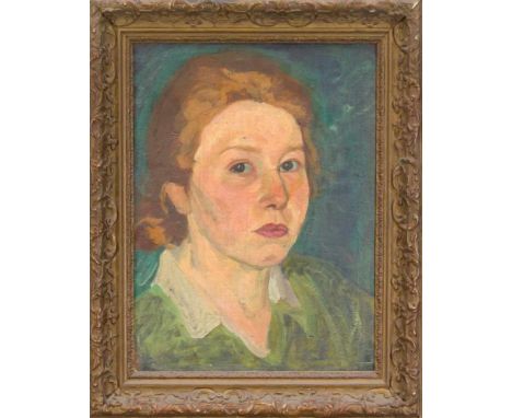 Karl Honeder (1874-1945) (attrib.), österreichischer Maler, tätig in Salzburg und Innsbruck. Portrait einer Frau in grünem He