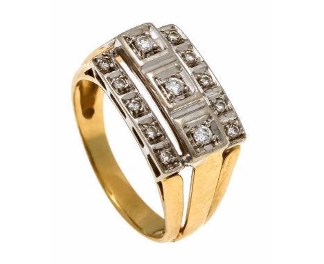 Brillant-Ring GG/WG 585/000 mit 13 Brillanten, zus. 0,20 ct W/VS-SI, RG 59, 5,8 gDiamond ring GG / WG 585/000 with 13 brillia