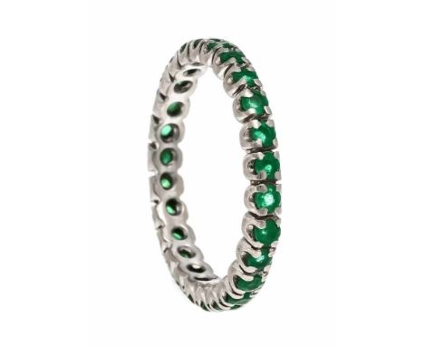 Memory Smaragd-Ring WG 750/000 mit 26 rund fac. Smaragden 1,8 mm, RG 52, 2,4 gMemory emerald ring WG 750/000 with 26 round fa