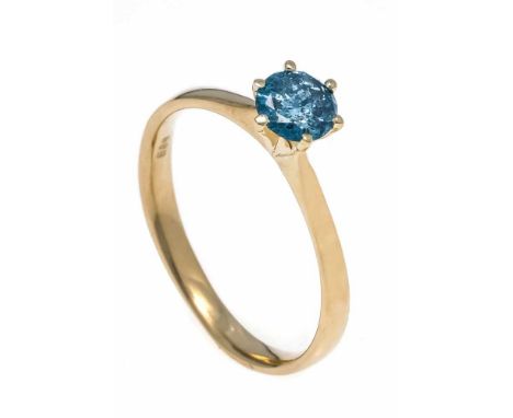 Brillant-Ring GG 585/000 mit einem Brillanten 0,50 ct fancyoceanblue/PI, RG 53, 2,0 gDiamond ring GG 585/000 with a diamond 0