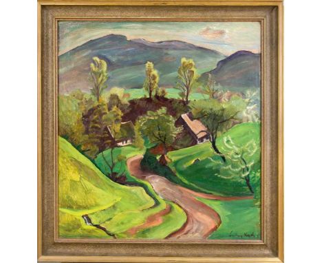 Ludwig Kath (1886-1952), dt. Maler aus Kiel. Expressive MIttelgebirgslandschaft, Öl auf Lwd., u. re. sign. u. dat. (19)31, 70
