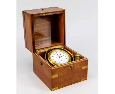 Marinechronometer, Solvil Geneve,  Paul Ditisheim, No 1040, kardanische Aufhängung, im Originalkasten ohne Schlüssel, Bi-Meta