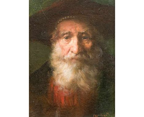 Sign. Topolski, zeitgenössischer Maler, Portrait eines Rabbiners im Stil des 19. Jh., Öl auf Lwd., u. re. sign. ''Topolski'',