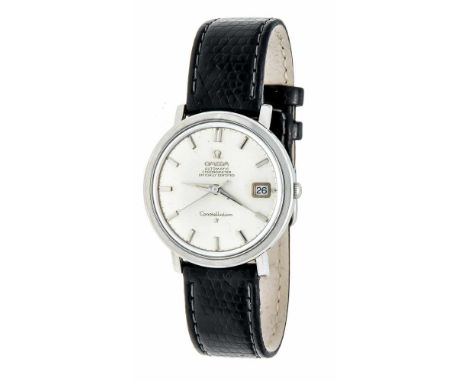 Omega Constelation Automatic Chronometer, Kal. 561.1 läuft, versilbertes Zifferblatt mit Balkenindizies, Leuchtzeiger, Zentra