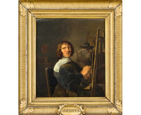 David Teniers II (1610-1690), Umkreis, zwei Maler im Atelier (Selbstbildnis?), Öl auf Holz. Provenienz: laut Etikett ehemals 