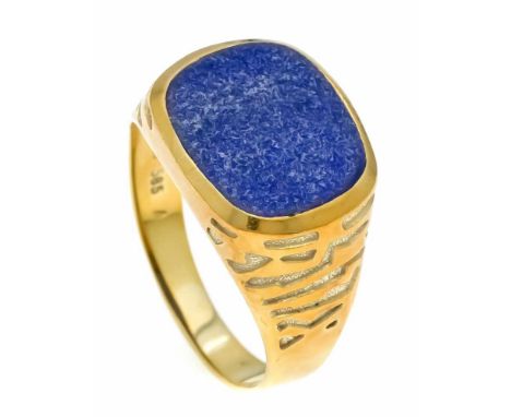 Lapislazuli-Ring GG 585/000 mit einer Lapislazuliplatte 14 x 12 mm, RG 61, 5,9 gLapis lazuli ring, GG 585/000 with a lapis la