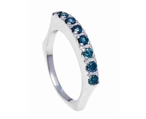 Brillant-Ring WG 585/000 mit 8 Brillanten, zus. 0,80 ct fancyoceanblue/SI-PI, RG 53, 3,5 gDiamond ring WG 585/000 with 8 bril