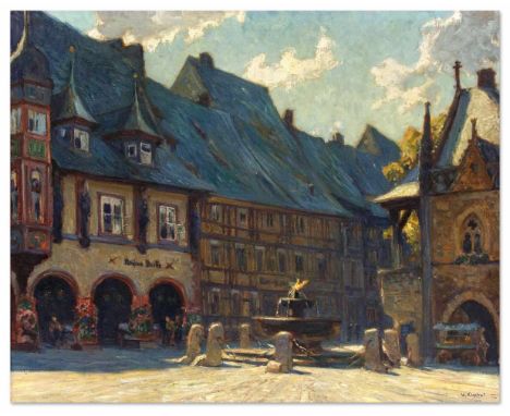 Walter Kuphal (1890-1937), Ansicht des alten Marktplatz in Goslar, Öl/Lwd., u. r. sign. W. Kuphal, 80 x 100 cm, ger. 92 x 113
