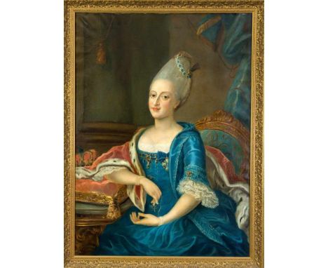 Anonymer Kopist um 1900, Portrait der Marie Antoinette (?) mit Krone zu ihrer Rechten. Kopie nach einen repräsentativen Rokok