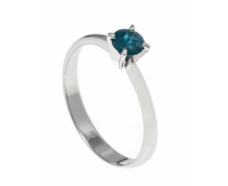 Brillant-Ring WG 585/000 mit einem Brillanten 0,35 ct fancyoceanblue/PI, RG 53, 1,6 gDiamond ring WG 585/000 with a diamond 0