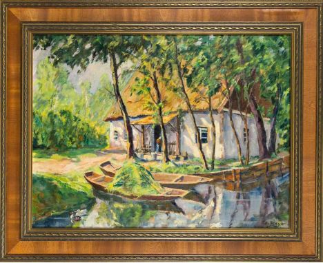 Otto Beyer (1885-1962), Deutscher Maler und Grafiker des Expressionismus, Mitglied der Novembergruppe. Sommertag im Spreewald