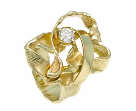 Brillant-Ring GG 585/000 Handarbeit mit einem Brillanten 0,84 ct Top Top Lightbrown/PI1, RG 64, 23,8 g, mit Zertifikat 2005 ü