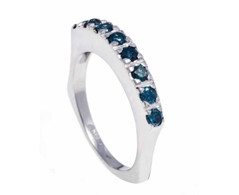 Brillant-Ring WG 585/000 mit 8 Brillanten, zus. 0,60 ct fancyoceanblue/SI-PI, RG 53, 3,7 gDiamond ring WG 585/000 with 8 bril