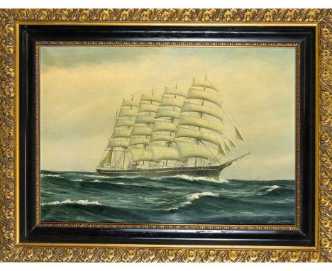 R. Pedersen, Marinemaler 1. H. 20. Jh., Schiffsportrait der ''Köbenhavn'', Öl auf Lwd., u. re. sign., 45 x 65 cm, ger. 63 x 8