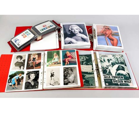 Konvolut 5 rote Ordner: 3 x mit Erotika Fotografien (vorwiegend neuere Abzüge älterer Motive), 1 x mit Zeitschriftencovers de