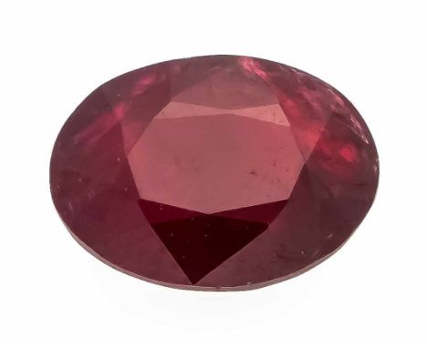 Natürlicher Rubin 3,03 ct, dark purplish red, semi-transparent, innere Merkmale, no indications of heating, 7,67 x 10,10 x 4,