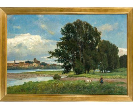 Heinrich Harder (1858-1935), dt. Maler, insbesondere von urzeitlichen, von Dinosauriern bevölkerten Landschaften. Hier eine g