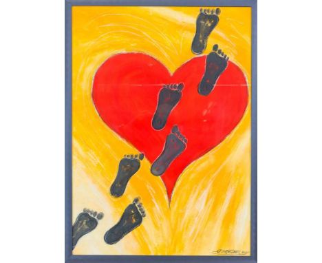 Frans Nottrot (*1955), ''The Way to your Heart'', Gouache/Aquarell auf Papier, u. re. sign. u. dat. 2000, hinter Glas im Wech