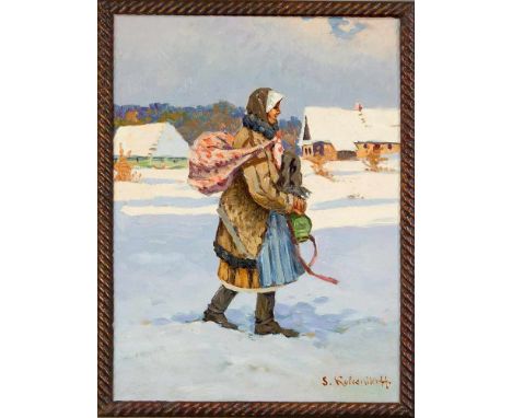 Stepan Fedorovic Kolesnikov (1879-1955), russischer Maler von Winterlandschaften, stud. in St. Petersburg bei Repin Kiselev u
