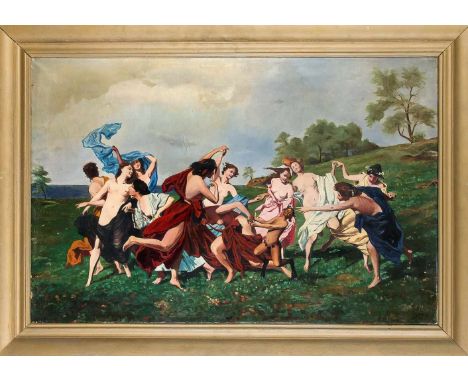 G. Eckhardt, Kopist 1. H. 20. Jh., bacchantischer Reigen mit jungem Satyr nach älterem Vorbild, Öl auf Lwd., u. re. sign. ''G