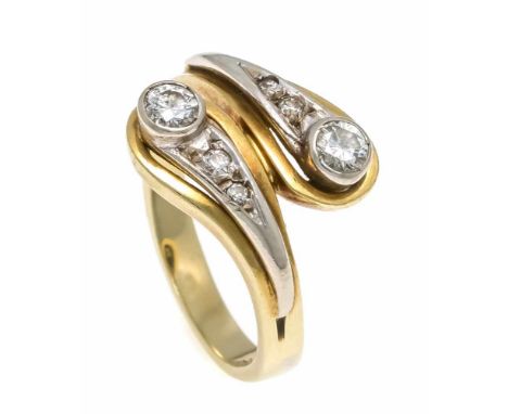 Brillant-Ring GG/WG 585/000 mit 2 Brillanten und 4 Diamanten, zus. 0,30 ct l.get.W-get.W/SI, RG 55, 5,4 gDiamond ring GG / WG