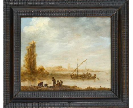 Jan van Goyen (1596-1656), Hauptvertreter der niederländischen Landschaftsmalerei des 17. Jh., ''The Ruins of Merwede'', Fluß